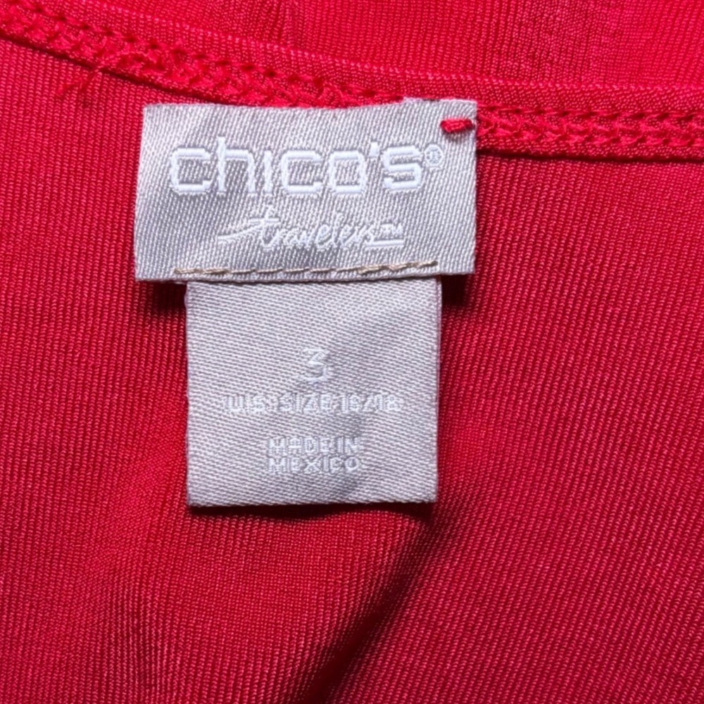 Chicos Travelers Red Sleeveless Tank Top Scoop Neck Stretch Shell Size 3 X Large - Picture 5 of 7